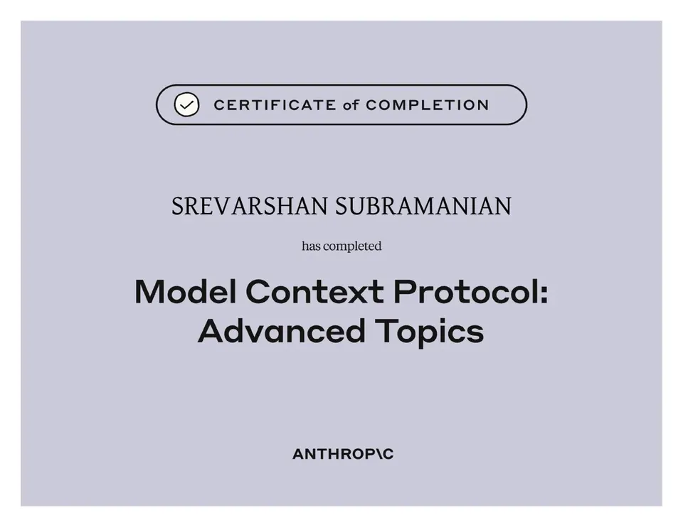 Model Context Protocol: Advanced Topics certificate