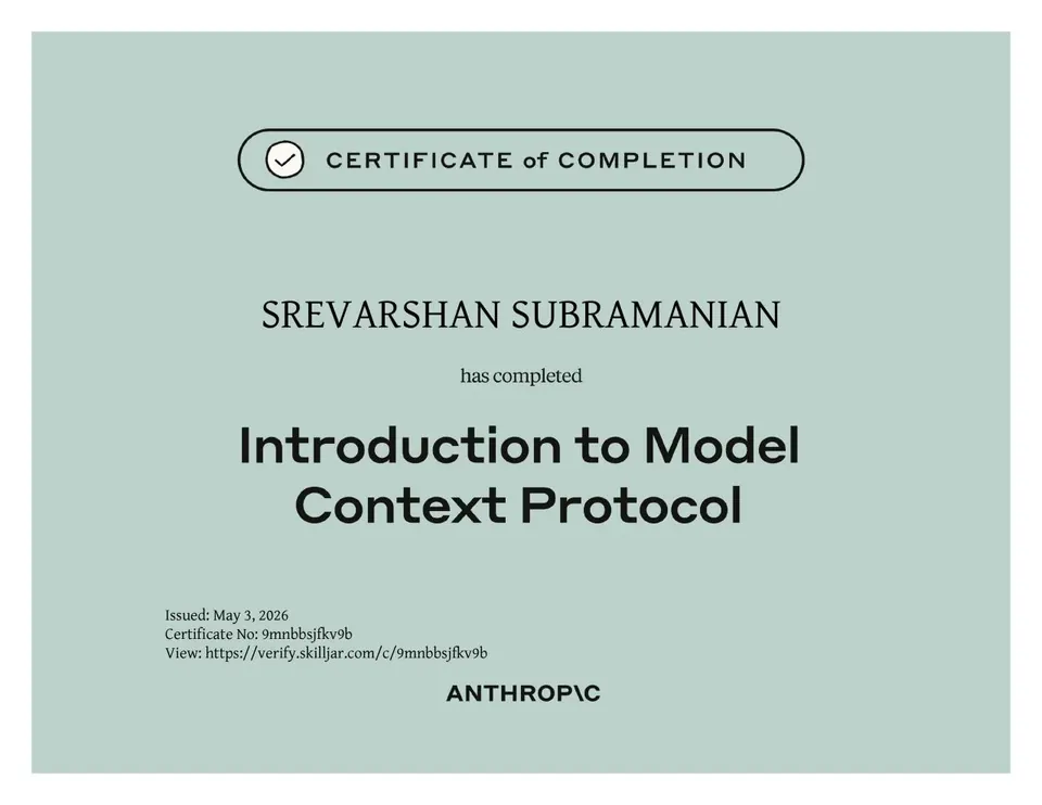 Introduction to Model Context Protocol certificate